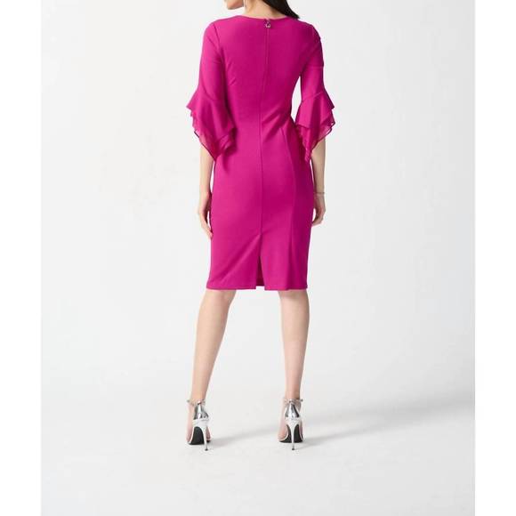 NEW JOSEPH RIBKOFF ruffle sleeve sheath dress in opulence - Picture 3 of 3